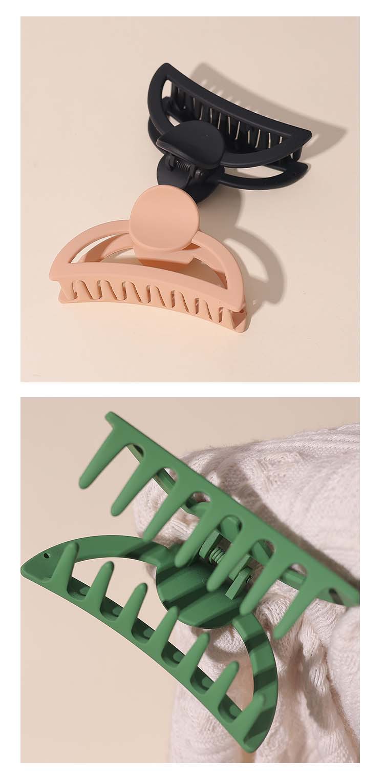 辉运新款莫兰迪月牙形发夹磨砂简约跨境后脑勺抓夹半月盘发鲨鱼夹详情6