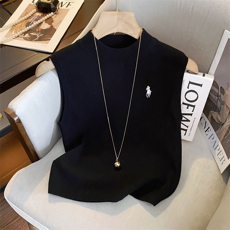 复古优雅高端半高领工字背心女2024春夏新款时尚气质内搭打底上衣详情2