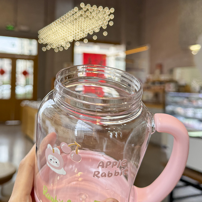 百利友夏季花茶杯900ML可爱杯子女生办公室咖啡杯便携塑料水杯详情13