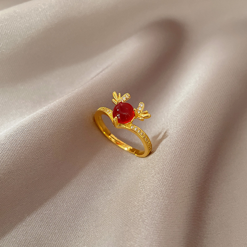 【真金电镀】欧美设计ins风几何镶钻圆珠戒指女冷淡风开口指环详情37