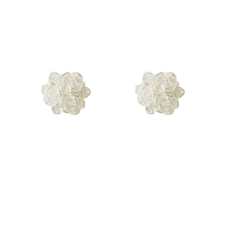 What a beautiful flower! Wholesale 925 silver needle stud earrings, gentle, sweet, simple and fresh rose earrings, new style earrings pic 8