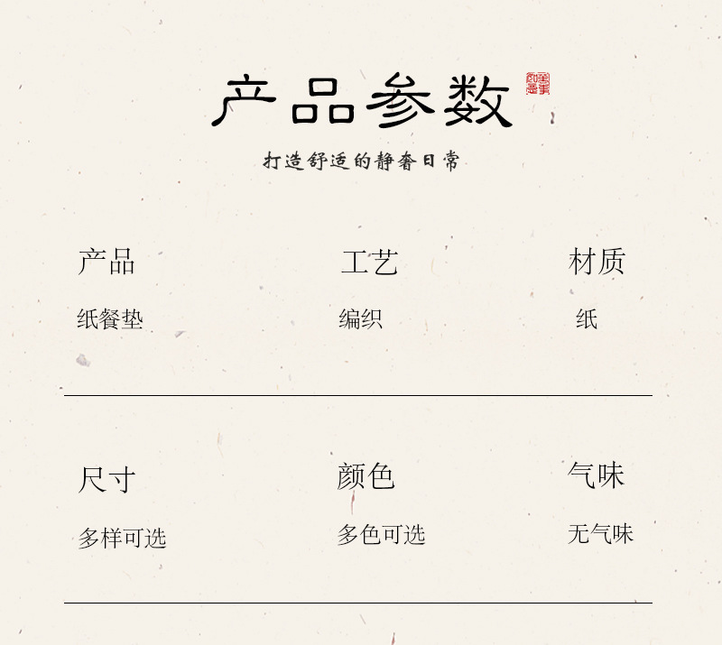 跨境亚马逊热销自然环保餐桌垫编织纸餐垫隔热防烫碗垫杯垫装饰垫详情12