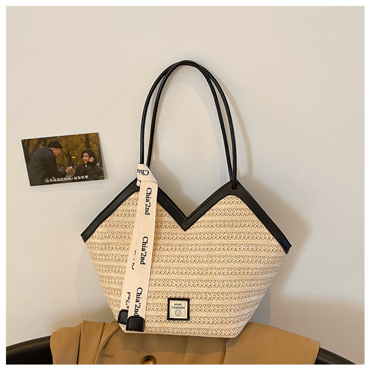 大容量托特包包女2025新款潮复古手提草编包百搭单肩编织包通勤包详情30
