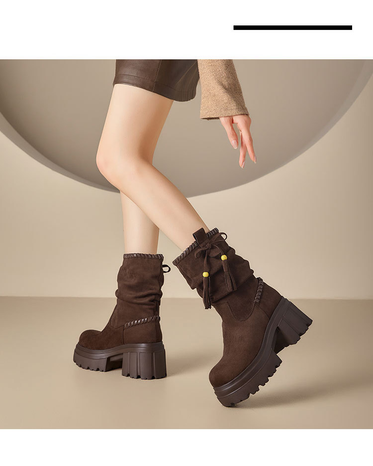 美拉德马丁靴女2025秋冬新款废土风增高厚底短靴加绒高跟鞋瘦瘦靴详情18