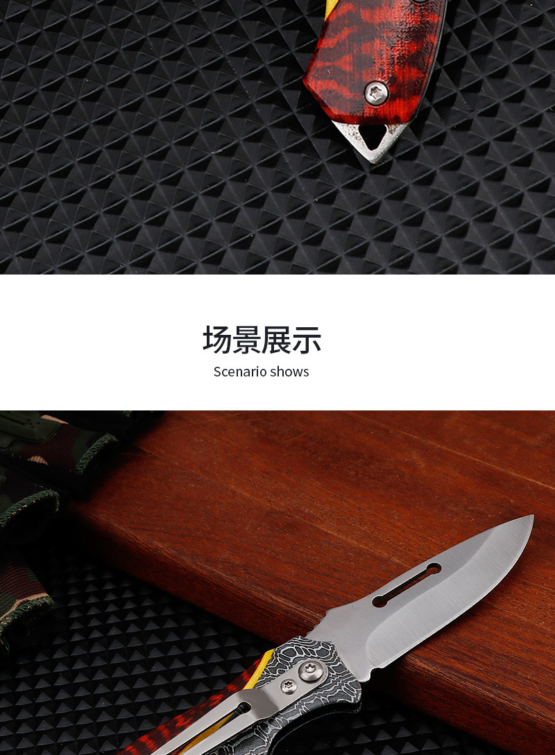 Stainless steel handle 3D printed folding knife, outdoor tool, self-defense portable folding knife, fruit knife, belt clip portable knife pic 8
