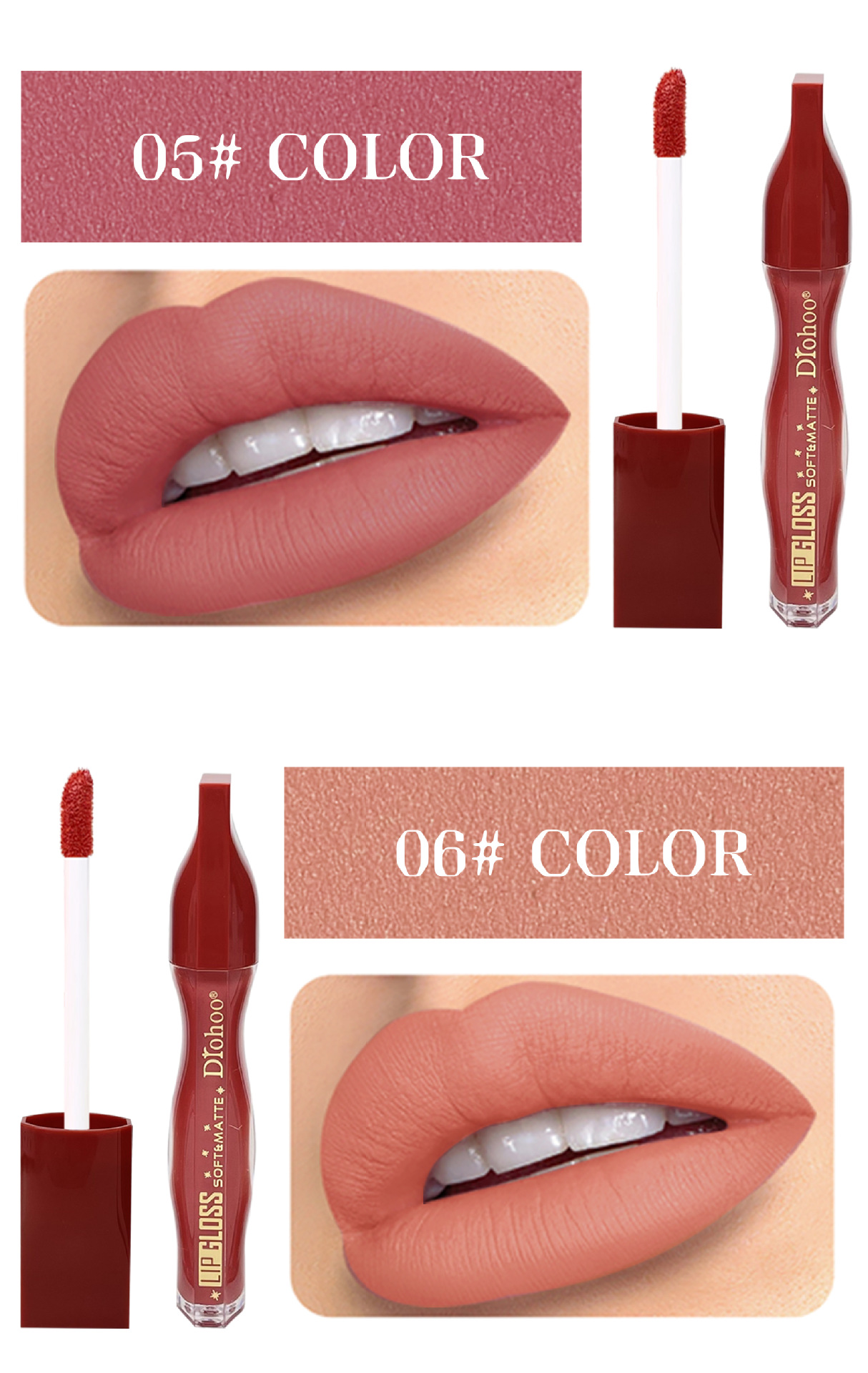 DROHOO跨境彩妆工厂哑光雾面易上色不粘杯唇彩外贸专供代加工详情7