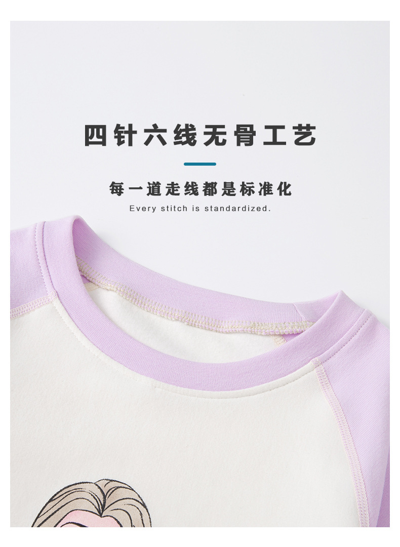 迪士尼爱莎公主儿童睡衣家居服纯棉a类女童女孩打底保暖内衣套装详情21