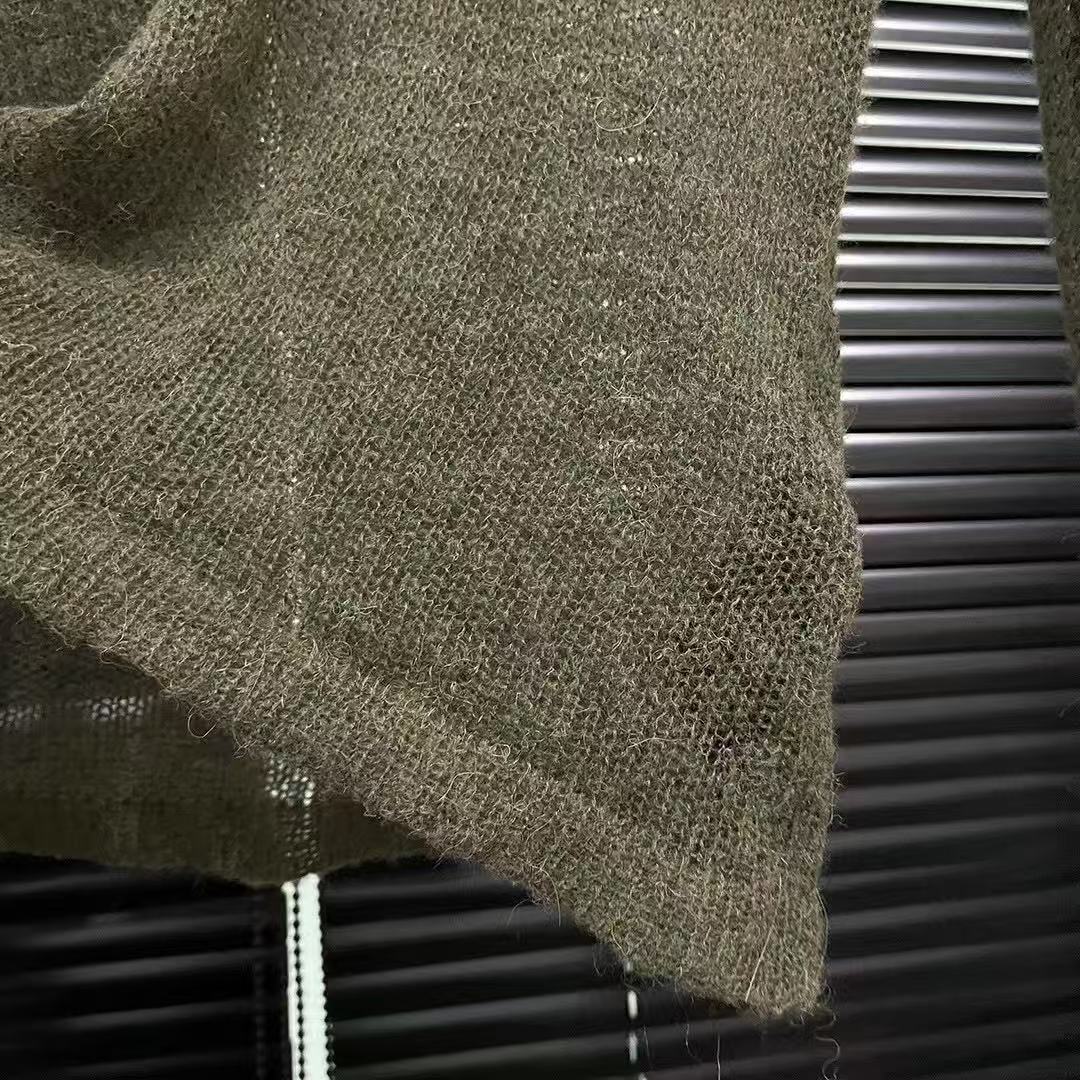 Casual V-neck thin, slightly transparent long-sleeved knitted sweater for women, a unique and versatile layering top for spring and summer pic 7