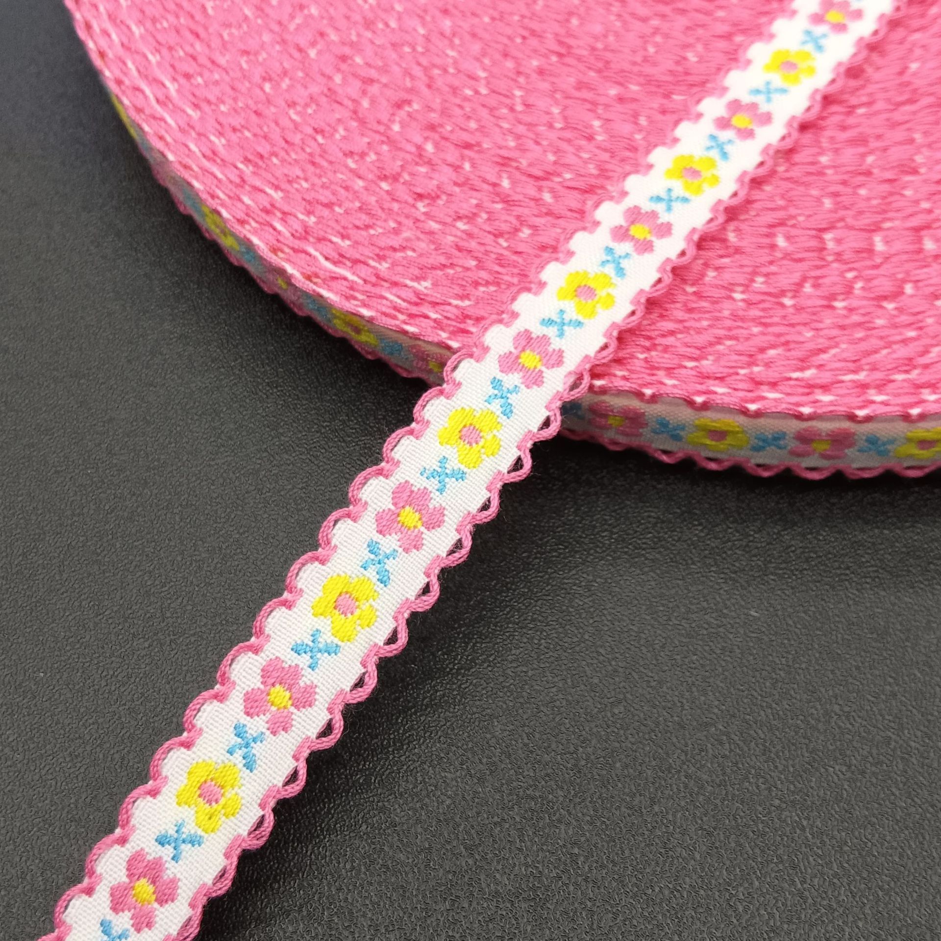 现货名族风提花织带沟边锁边彩带服装辅料1CM2CM宽名族带波浪边带详情8