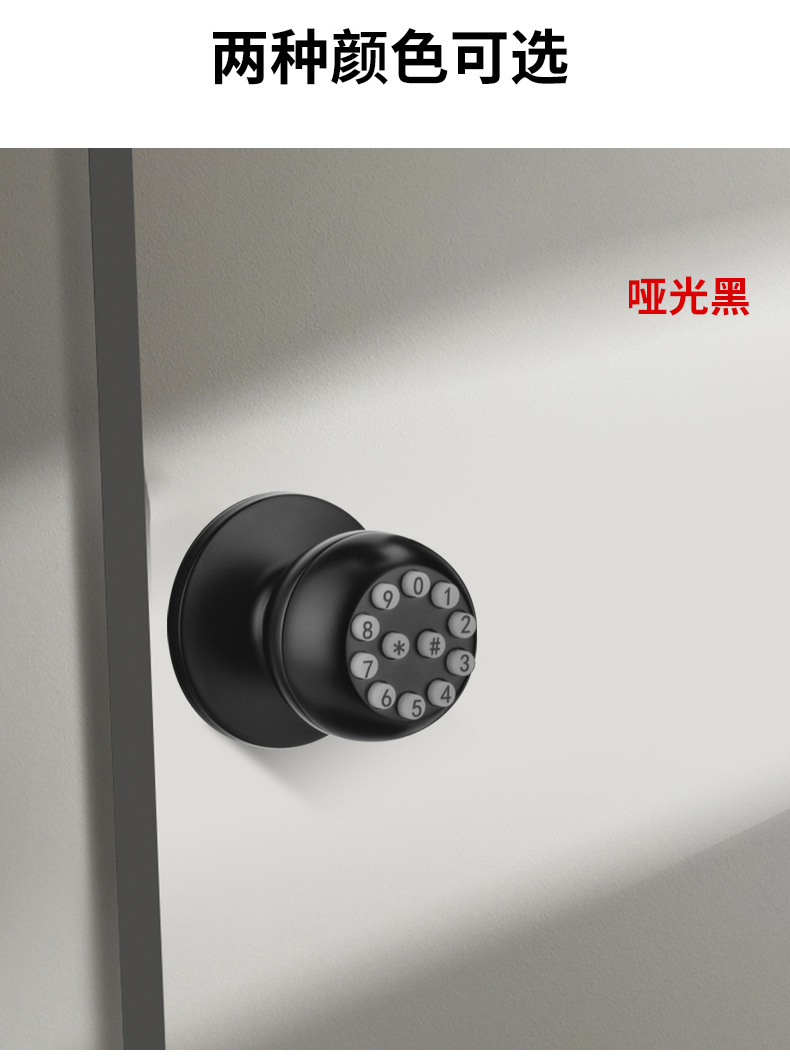 球形指纹锁涂鸦三杆防水木门锁通通外贸智能锁房门家用室内电子锁详情8