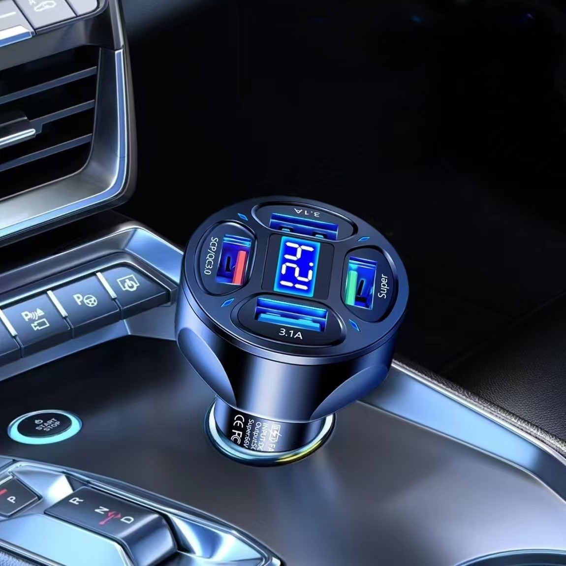 4口车载充电器超级快充USB安卓QC3.0车内66W大功率手机充电器详情1