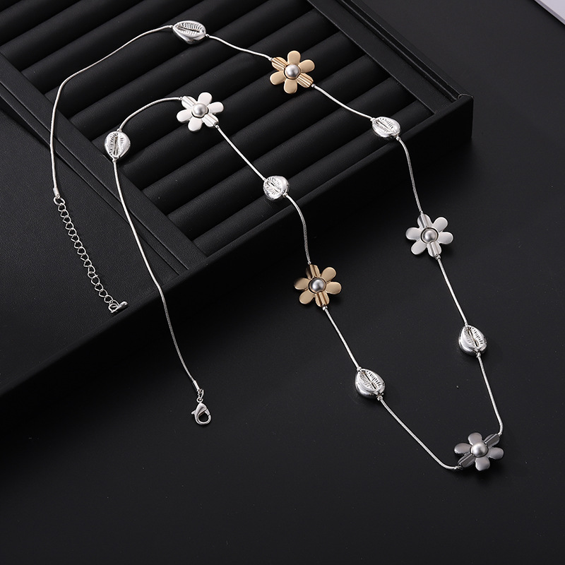 跨境专供女士长款毛衣链花朵撞色时尚简约风亚马逊热销金属项链详情10