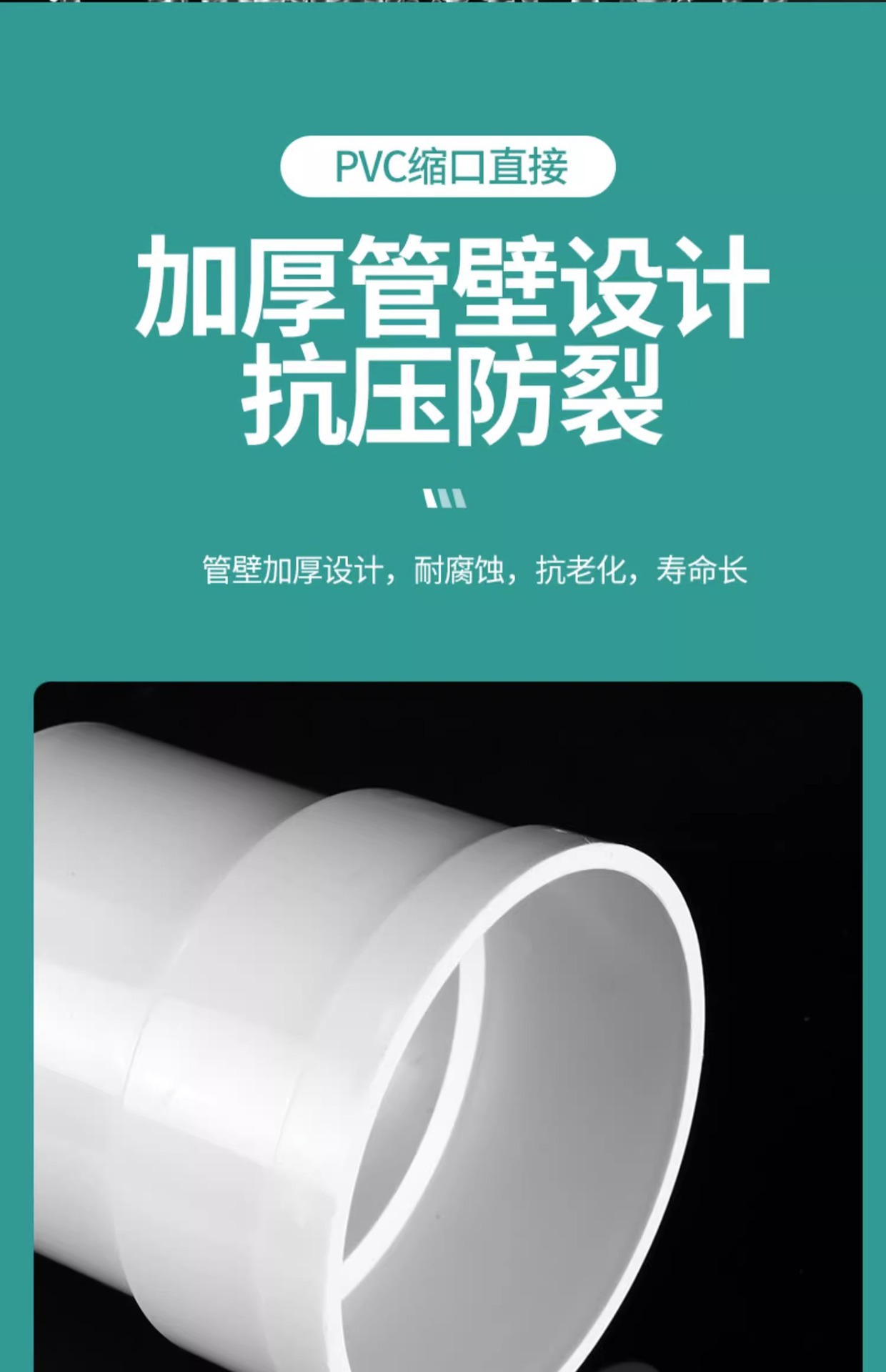 50/75/110PVC排水管内外插直接雨水下水管子缩口内接延长快速接头详情9
