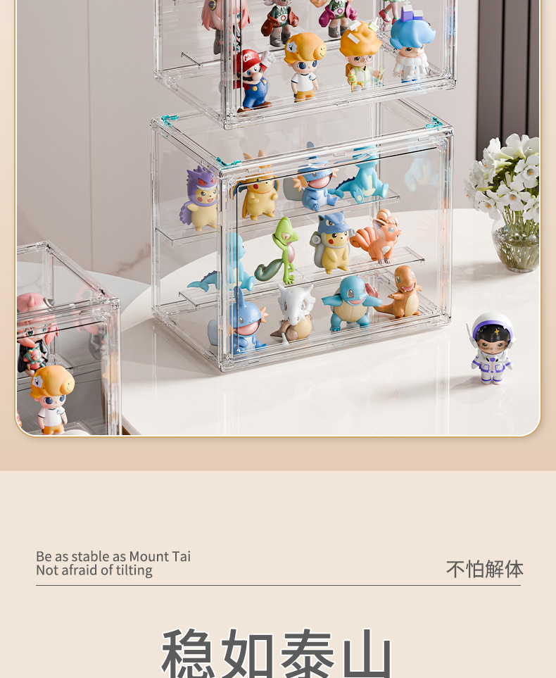 盲盒收纳展示架娃娃展示柜泡泡玛特收纳盒玩具防尘透明手办展示盒详情12