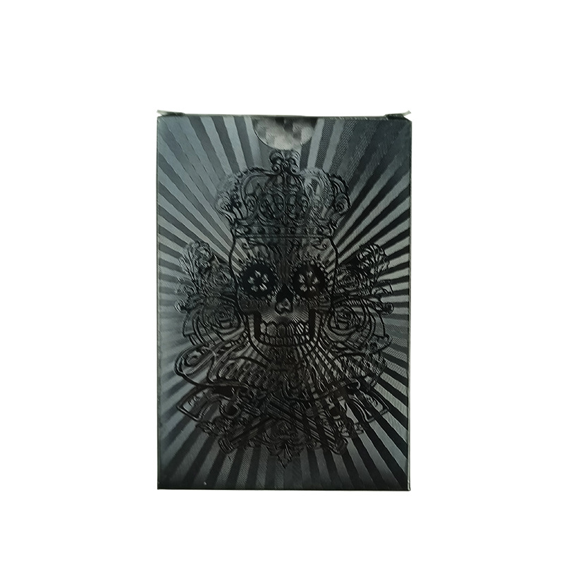 厂家现货金箔土豪纯黑色扑克 德州塑料防水骷髅头出口跨境货源详情3