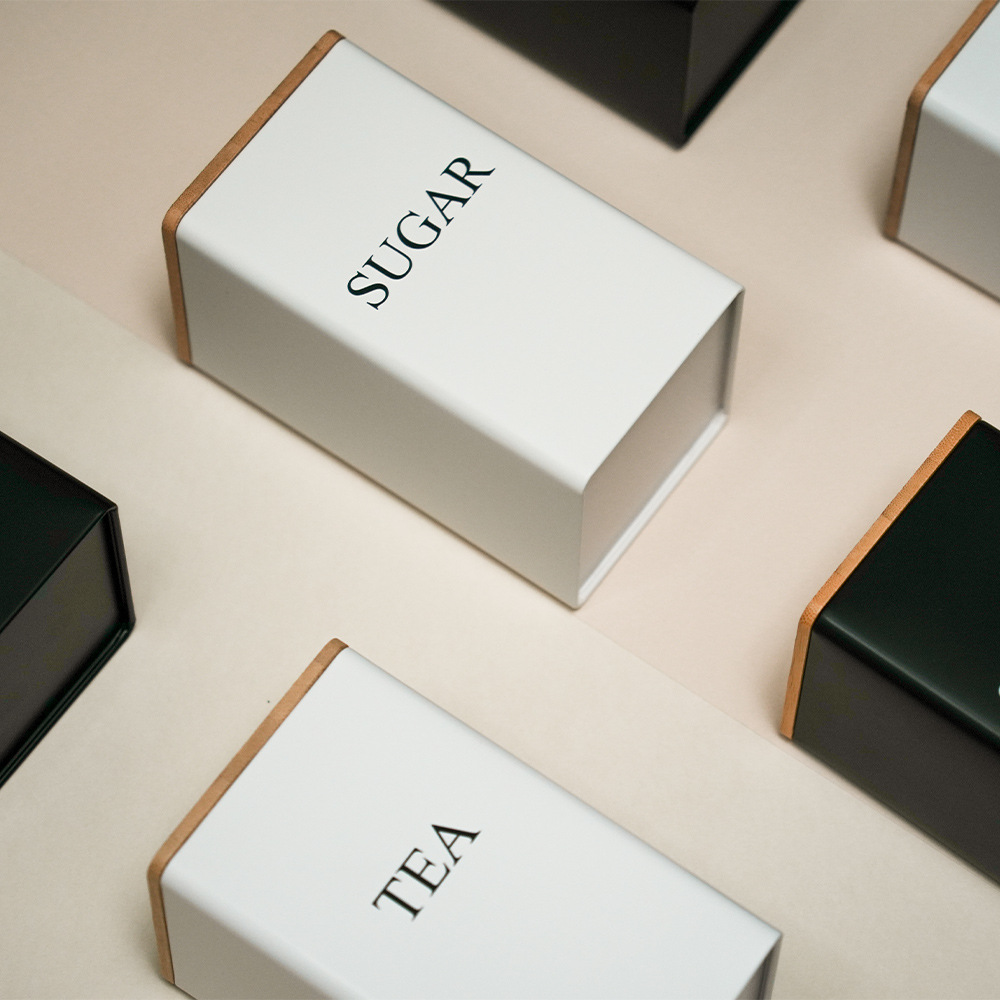 European and American style ins bamboo lid metal tin box, candy, coffee, tea, tinplate storage box, simple and creative storage box pic 1