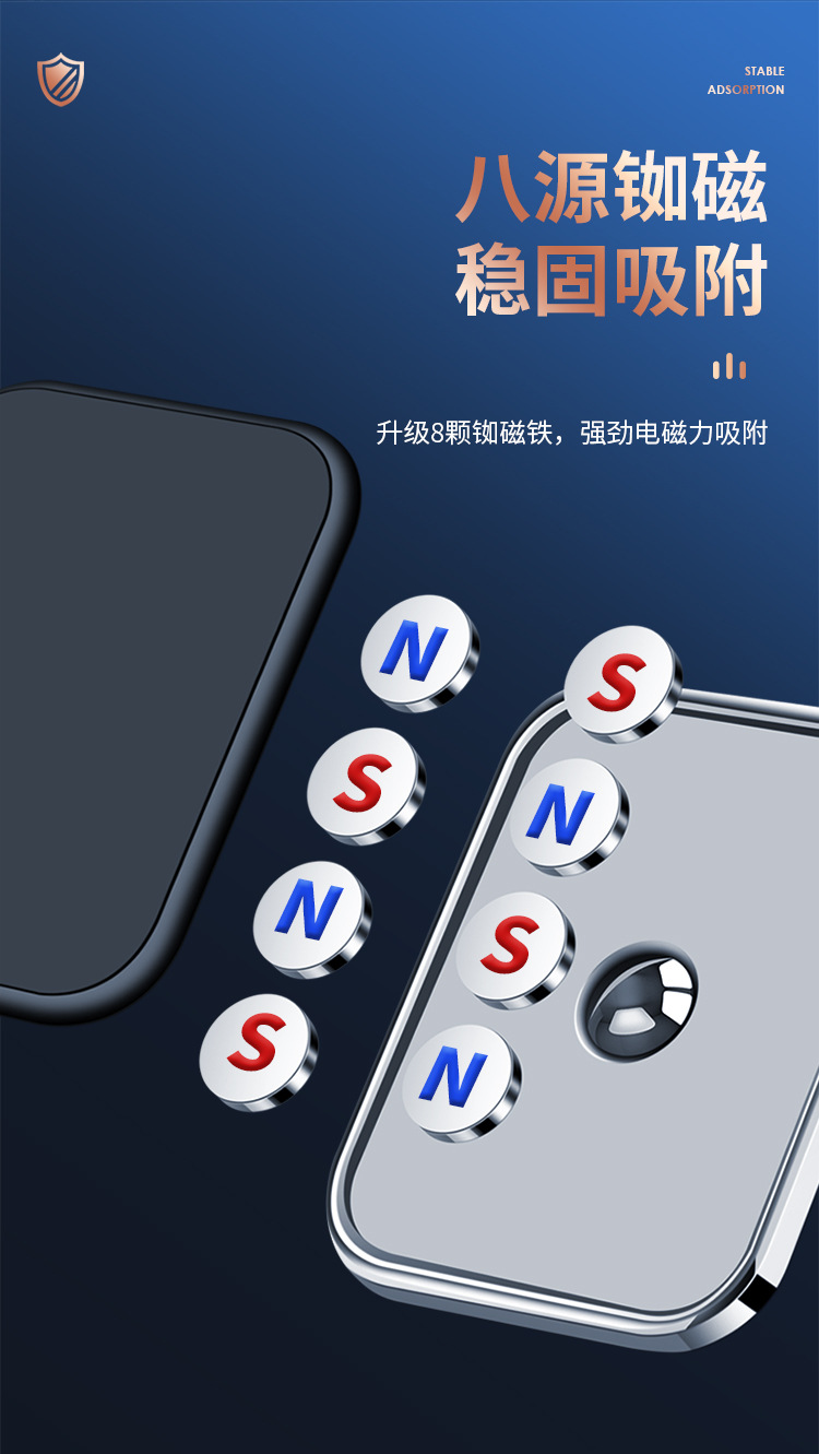 车载手机支架金属强磁性360度旋转折叠任意贴车载仪表台导航支架详情7