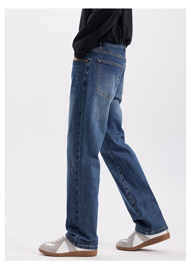 春秋新款美式复弹力古牛仔裤男时尚潮流复古宽松直筒百搭休闲长裤详情14