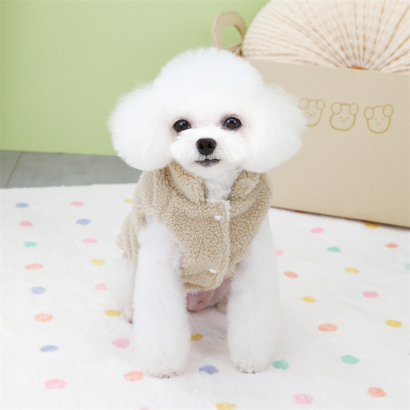 23年秋冬季新款可牵引加厚双层韩系羊羔绒宠物狗狗马甲详情14