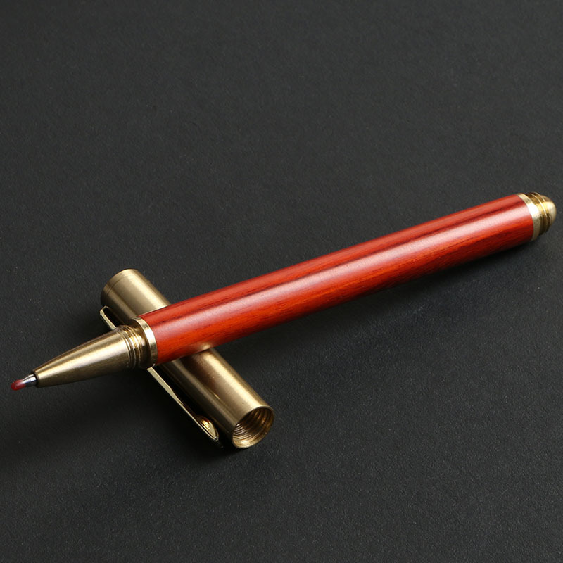 Wooden business pearl signature pen, brass solid wood pen clip, gel pen, LOGO printed, laser customized signature pen pic 10