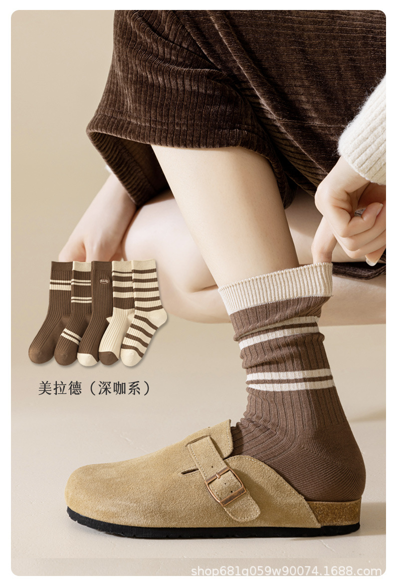 纯棉女中筒堆堆袜春秋运动休闲长款吸汗无骨薄款全棉春夏款舒适透气详情21