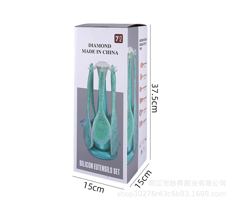 透明硅胶厨具套装收纳架一体式锅铲汤勺漏勺硅胶铲勺日用百货厨房工具详情12
