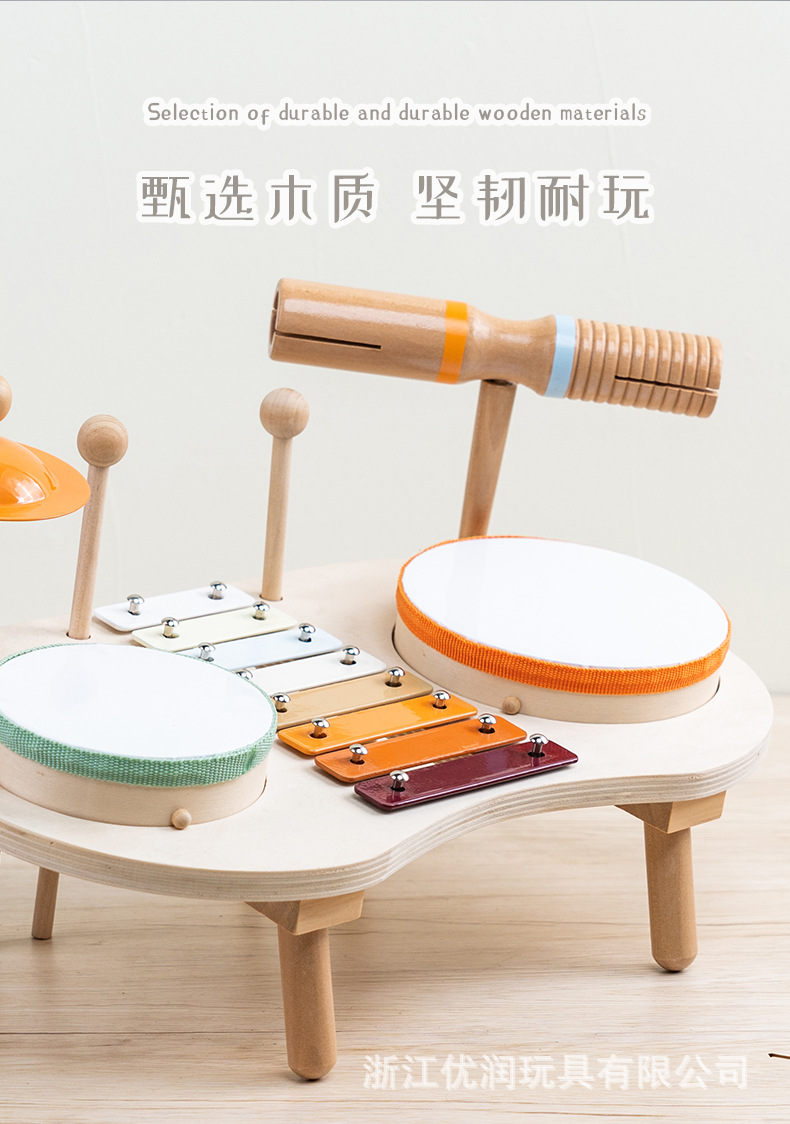 儿童早教乐器套装启蒙奥尔夫沙锤打击手鼓乐器音乐益智木质玩具详情6