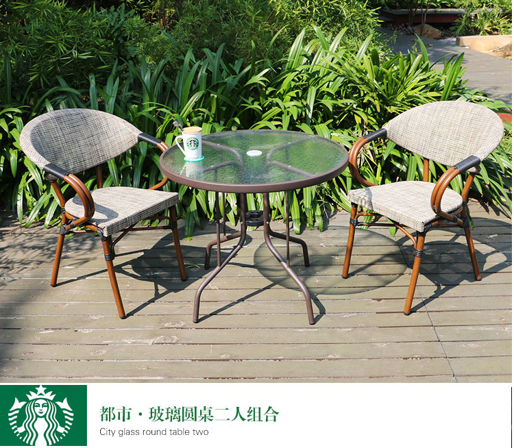 户外星巴克桌椅藤椅民宿庭院咖啡厅酒吧奶茶店阳台休闲外摆防水详情30
