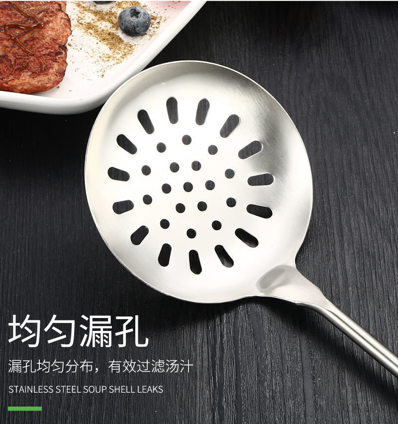 304 stainless steel spatula for household kitchen, thickened iron frying spatula, strainer, wooden handle, anti-scald kitchenware set pic 11