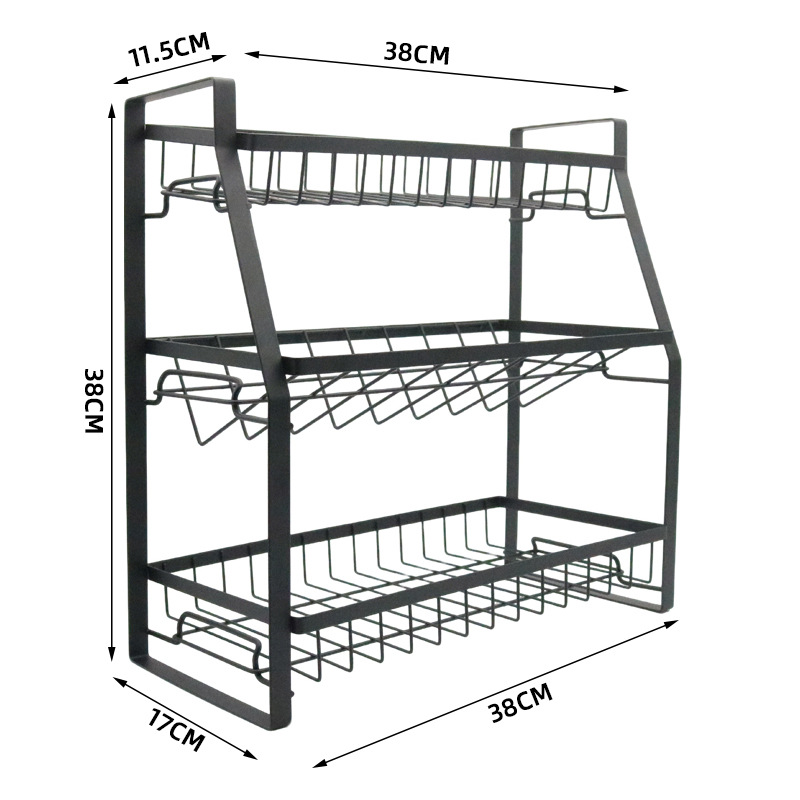 Kitchen seasoning rack, a three-layer floor-standing condiment storage rack for household use, and a condiment tableware storage rack pic 12