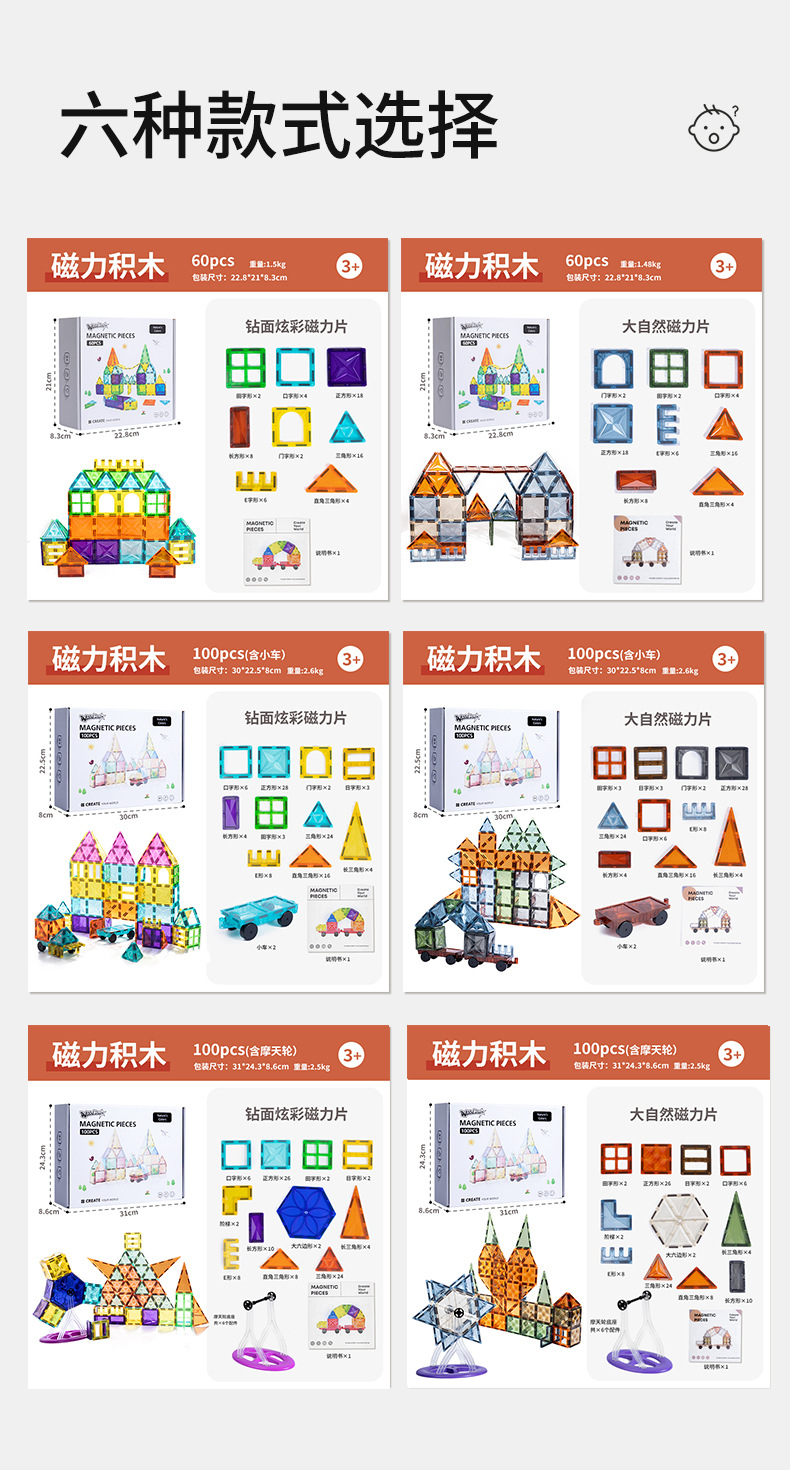 儿童科教益智玩具磁性思维建构拼接积木磁力片透光光影积木拼接详情14