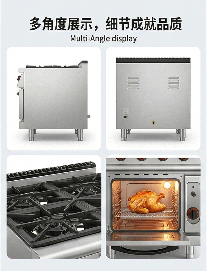Kaiping commercial vertical gas four-head rice cooker with gas oven, hotel kitchen equipment, kitchen kitchenware equipment pic 5