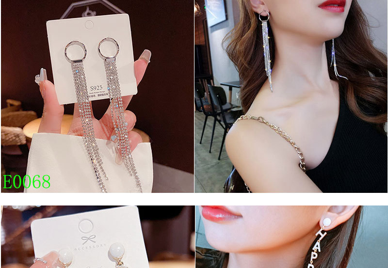 925银针轻奢锆石百搭耳环高级感时尚耳钉女气质爆款流苏耳饰批发详情3