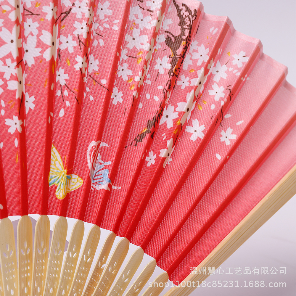 扇子中国风一笑扇 日式折扇古典舞蹈旗袍扇粉色少女桃花扇古装梅详情7