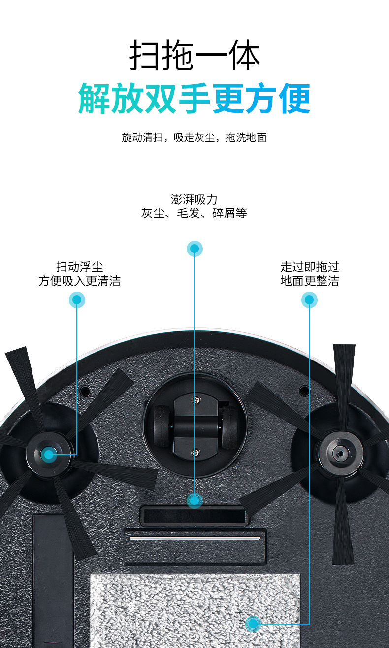 跨境扫地机器人家用洗拖扫一体扫地机超薄新款迷你充电智能吸尘器详情21