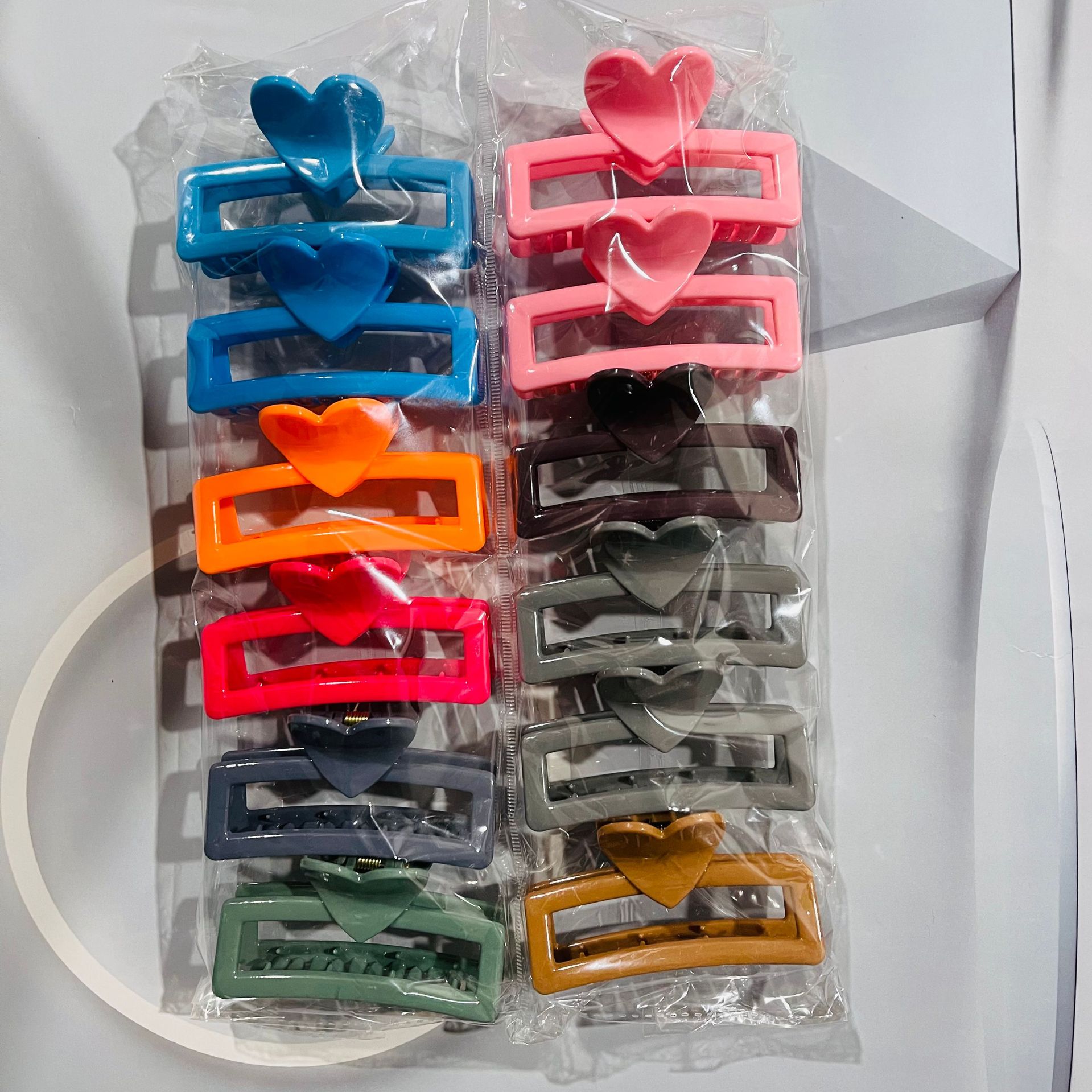 【 Zone 1-12 】7003 heart-shaped Square Hairpin 12/ pack 1200/ box Large heart-shaped square hairpin 1 yuan 2 yuan Store Supply Heart-shaped hair clip Back head bun Hairpin clip clip Hair accessory batch pic 5