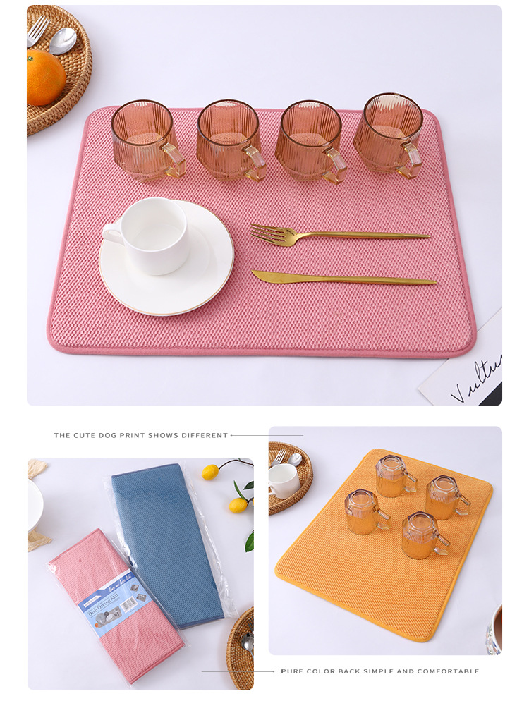 跨境超细纤维吸水速干餐垫家用厨具沥水干燥垫锅碗杯蝶干物垫杯垫详情7