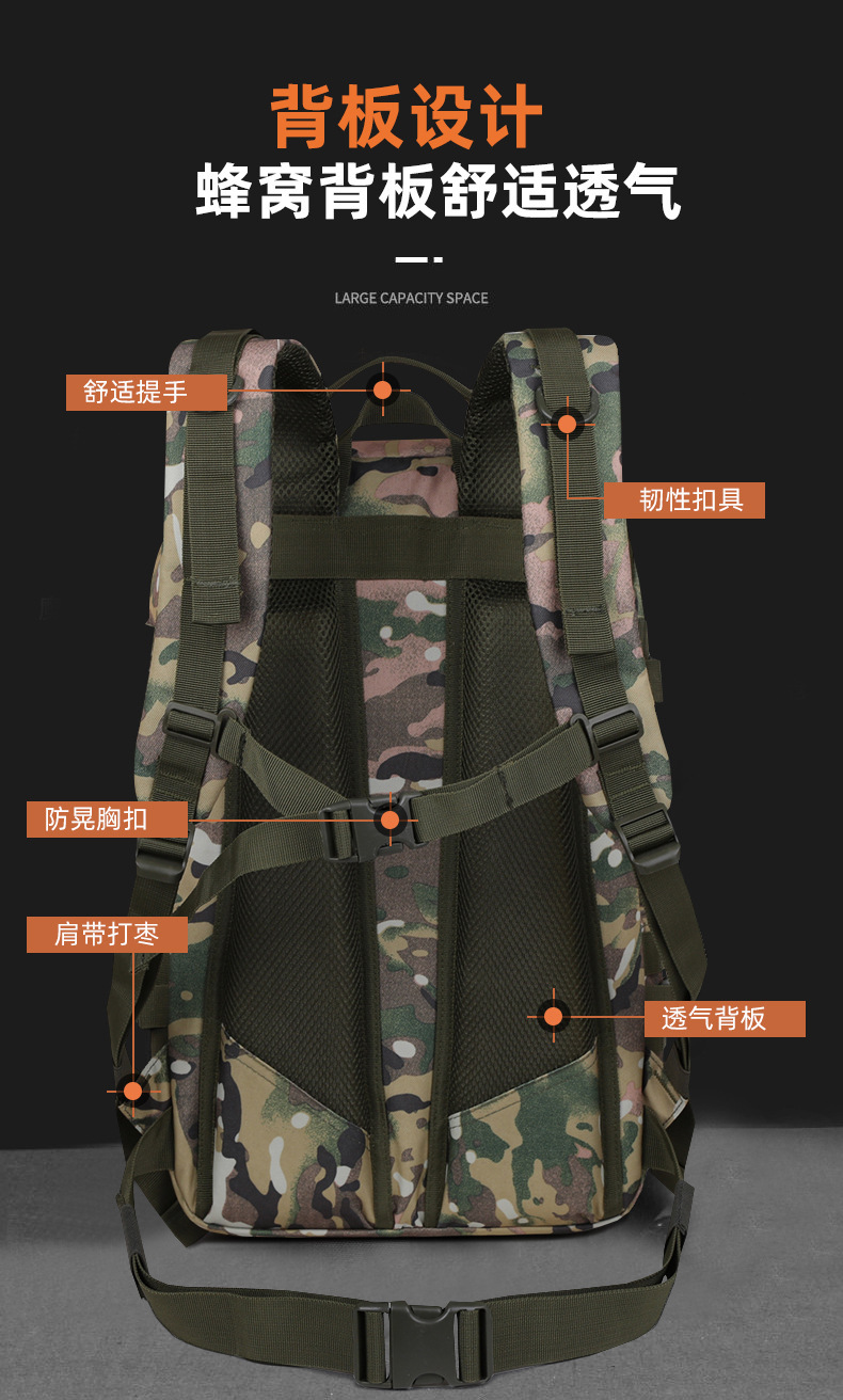 户外突击升级版战术双肩背大容量登山旅游通勤迷彩背包详情9