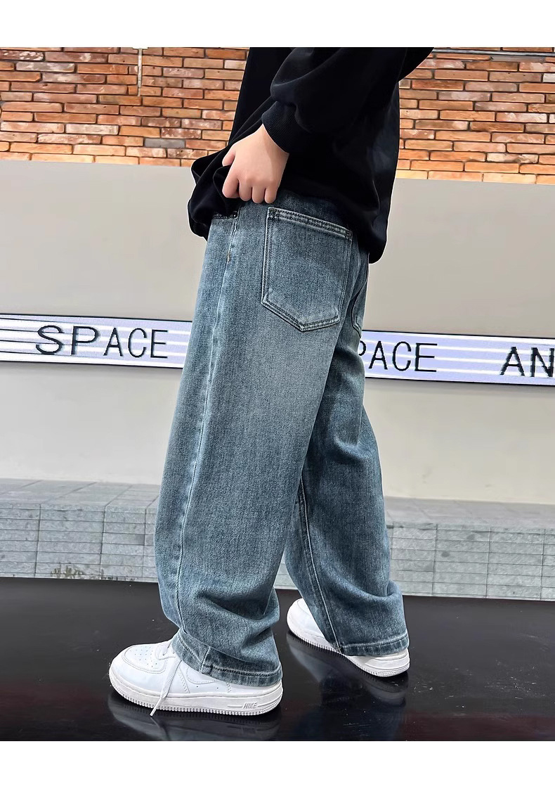 男童牛仔裤2025新款阔腿儿童春装男孩童装春秋款大童帅气运动裤子详情16