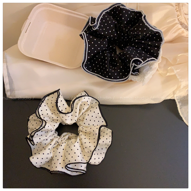 法式优雅波点大肠发圈网红2025新款简约温柔低马尾头绳女款发圈详情4