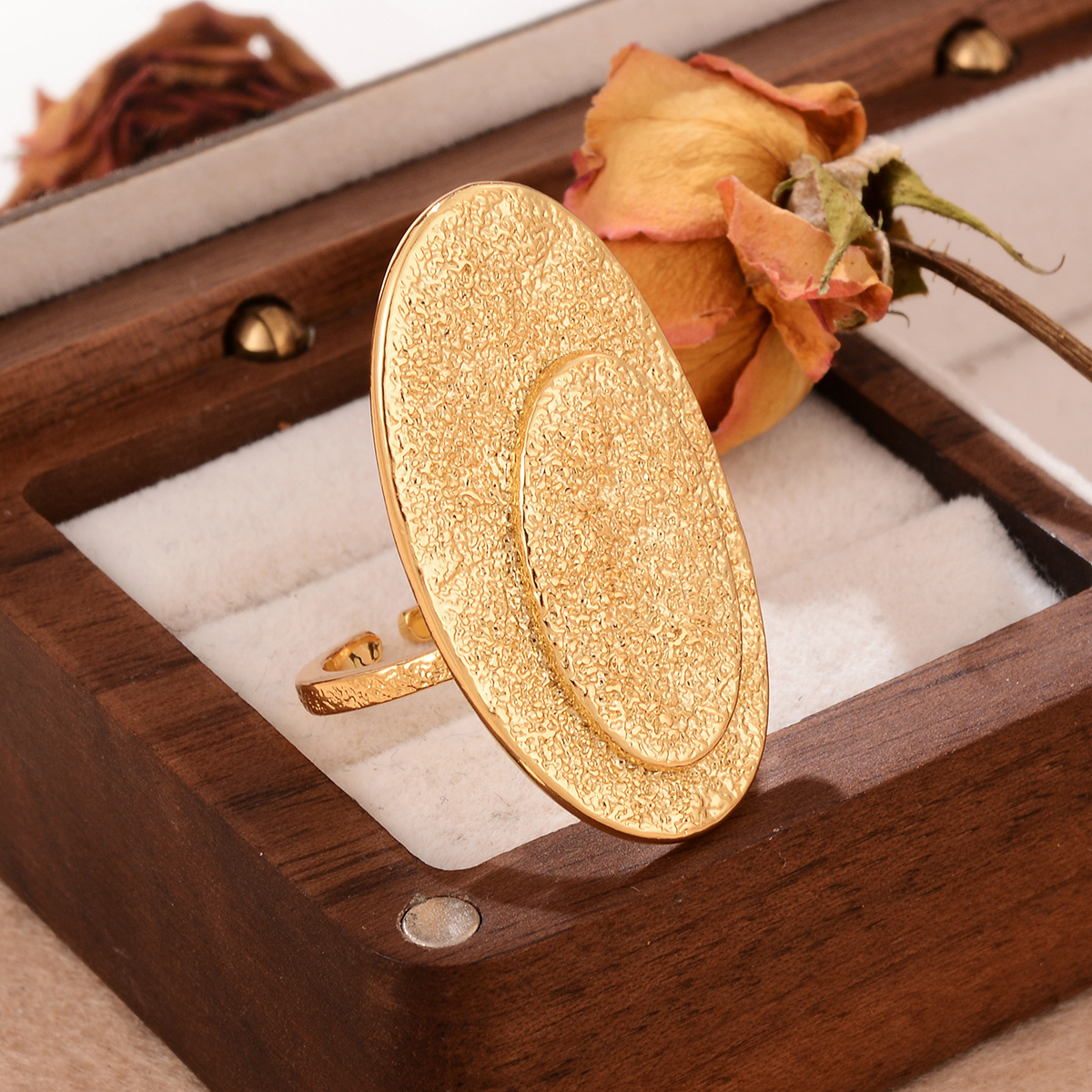 Simple and fashionable metallic style, irregular geometric pattern open ring set with zircon, versatile and fashionable texture hollowed-out jewelry pic 28