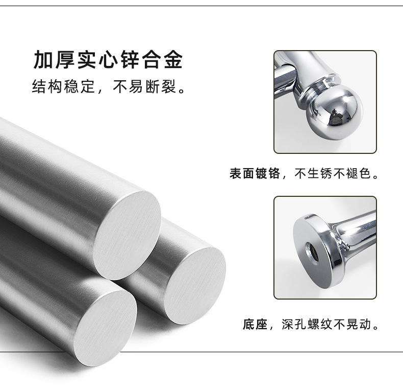 法式锌合金衣柜门拉手现代简约镀铬亮光银色抽屉单孔橱柜实心把手详情4