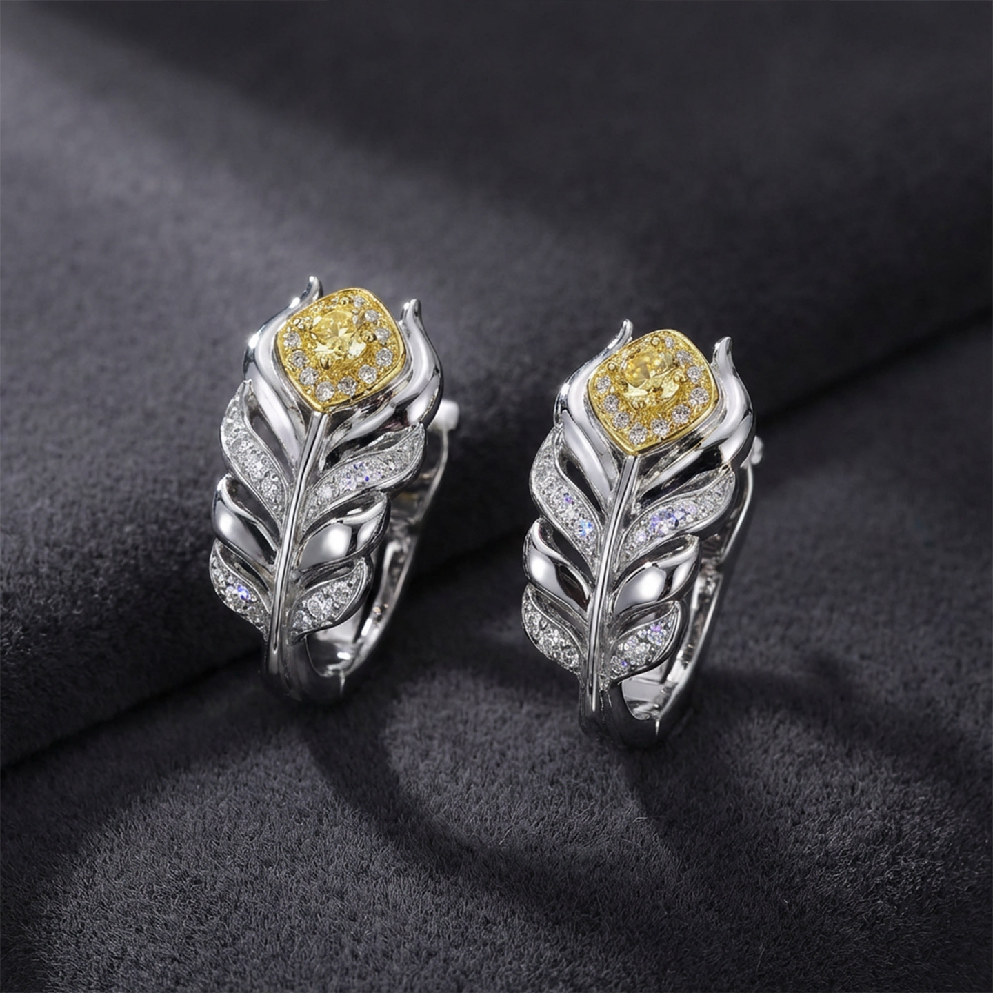 重工爆闪羽毛耳钉女新款s925纯银镀金高级感轻奢银色耳拍直播爆款详情14