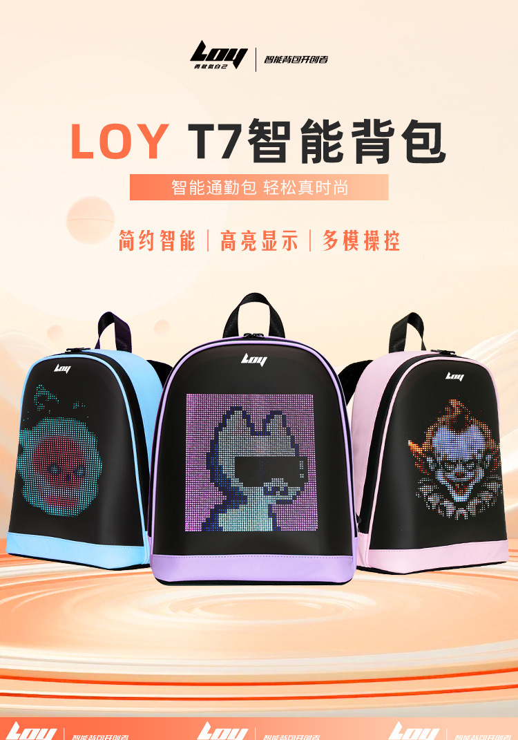 LOY跨境热销led新品骑行背包移动广告双肩包手机蓝牙个性DIY圣诞图案详情1