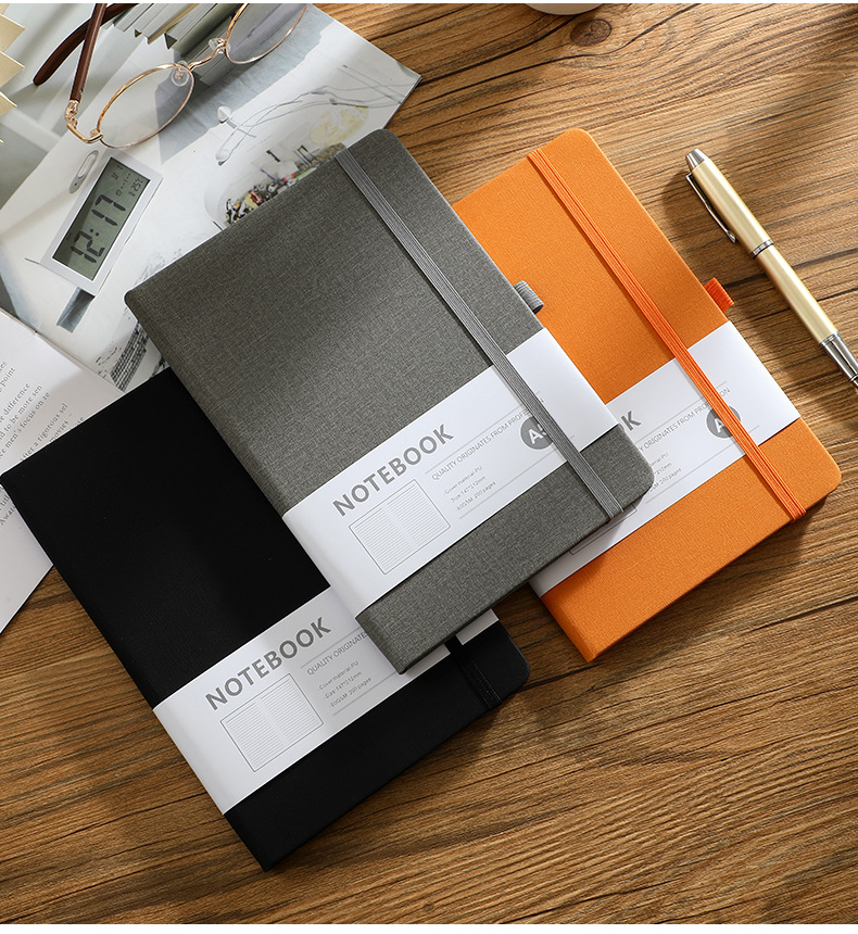 Customized a5 notebook with elastic band, horizontal line dot printing, office notebook, skin-like leather, student diary, high appearance level pic 17