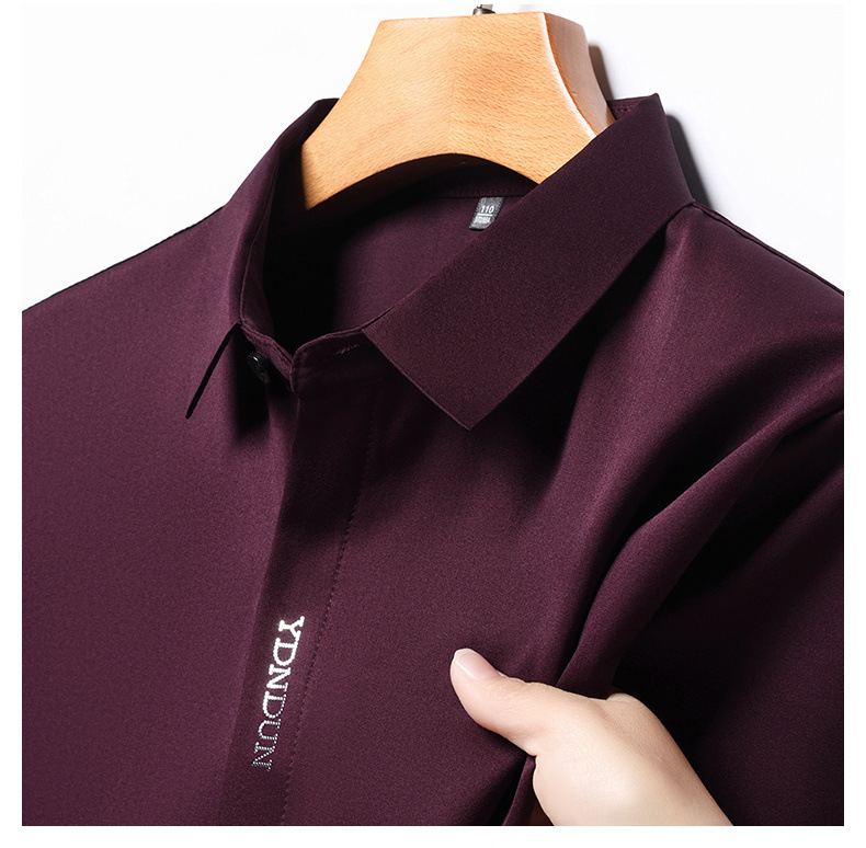 Out-of-size special offer: Summer mulberry silk short-sleeved shirt for men, high-end, seamless, one-inch shirt with good drape, no need for ironing, elastic and delicate pic 33