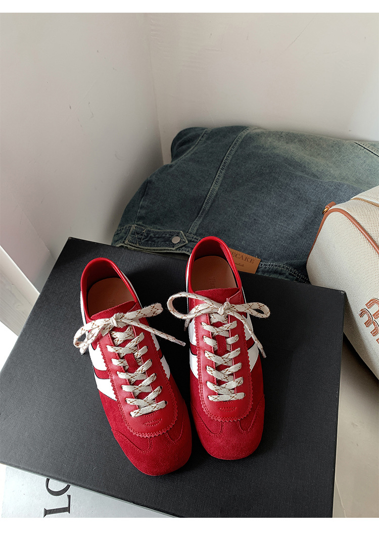 【苏茵茵同款】复古内增高德训鞋2025透气休闲运动女鞋真皮阿甘鞋详情17