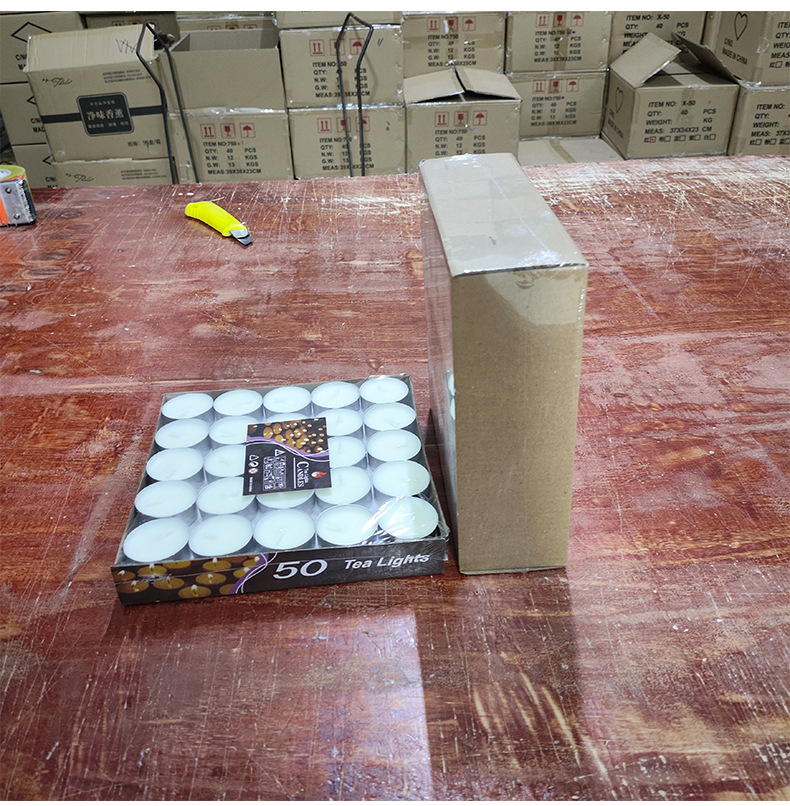 Wholesale of 100 box-packed 4-hour smokeless candle tea brewing paraffin wax birthday confession small candles, 50 round pieces pic 15