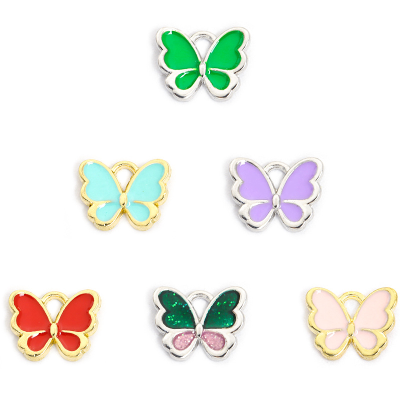 时尚炫彩蝴蝶滴油合金挂件 动物DIY饰品配件手链项链耳环吊坠配饰详情3