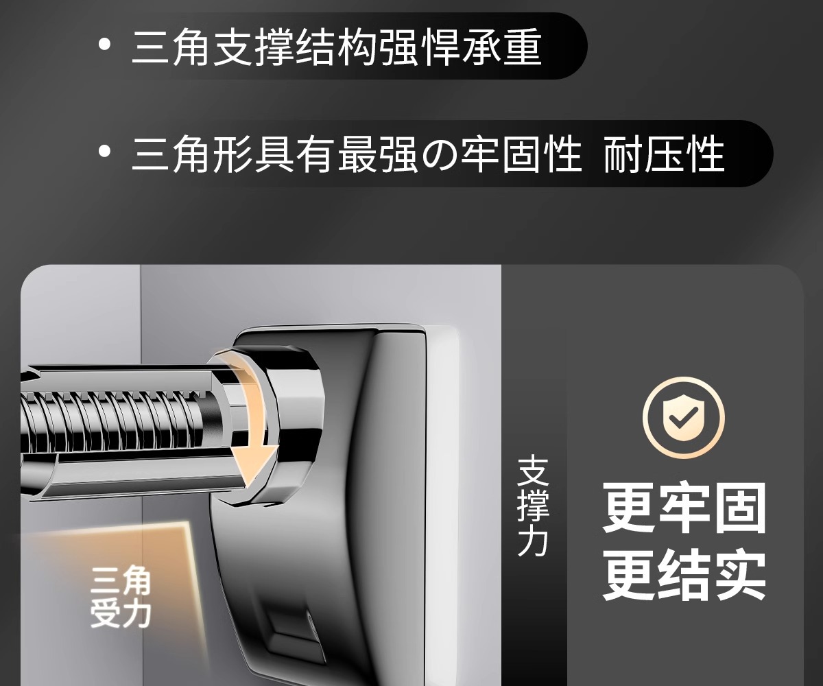 免打孔晾衣服伸缩杆万能支撑杆强力承重窗帘杆可调节卫生间浴帘杆详情3